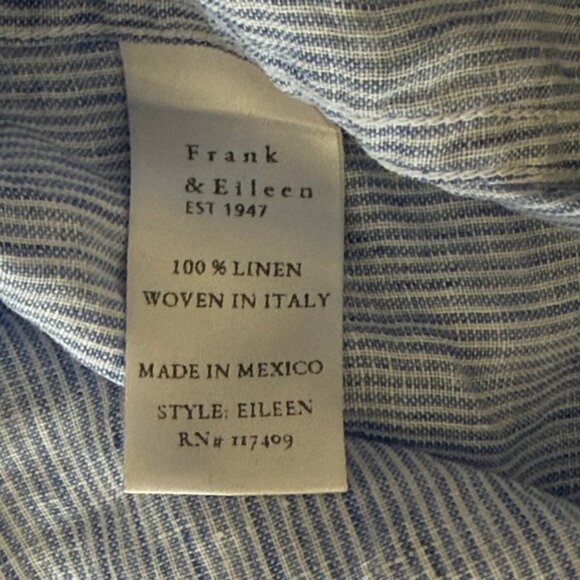 Frank & Eileen Light Blue stripe button down long sleeve shirt v neck great cond - Picture 7 of 8